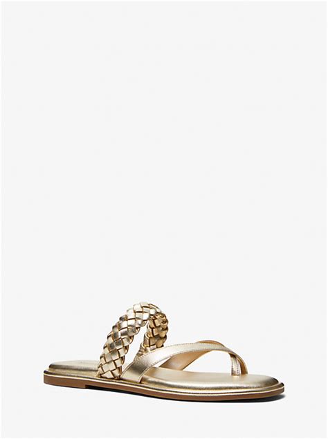 michael kors alba|Alba Metallic Braided Slide Sandal .